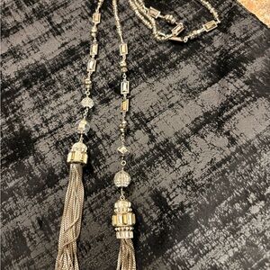 Elegant Silver and Gold Tassel Necklace